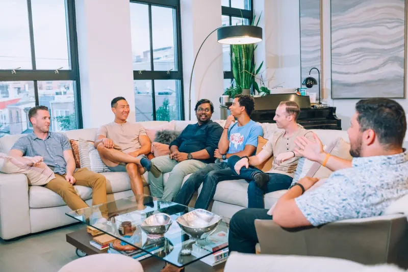 Hoboken Grace dinner group members gathering together from 2022